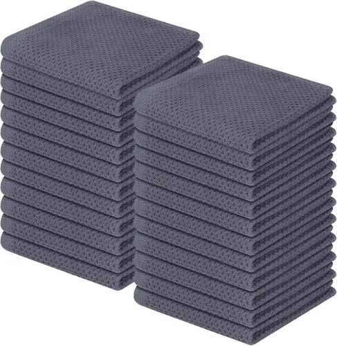 Vista 408 de Homaxy Paños de cocina de 100% algodón con tejido de gofre, ultra suaves, absorbentes, de secado rápido, 12 x 12 pulgadas, paquete de 6, amarillo