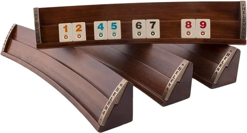Juego de mesa de madera ovalada Rummy - Juego de azulejos clásico estilo Rummikub para adultos y familias