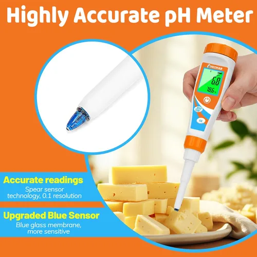 Vista 5 de UIUZMAR Medidor de pH inteligente para alimentos Kit de prueba de pH para masa madre y masa de pan Sensor de lanza profesional Probador de alimentos