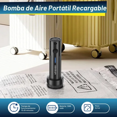 Vista 3 de UPGOGO Bolsas de vacío de viaje para equipaje con bomba eléctrica portátil, bolsas de sellado al vacío para ropa, cubos de embalaje de compresión