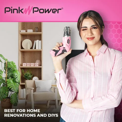 Vista 5 de Pink Power, taladro eléctrico de 4,8 Volt, recargable, juego de desarmadores con nivel de burbuja.