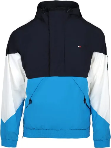 Vista 2 de Tommy Hilfiger Chaqueta cortavientos retro ligera Taslan con capucha Popover resistente al agua para hombre