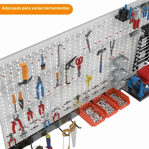 Vista 4 de TORACK - Sistema organizador de pared de metal de 24 x 48 pulgadas, kit de Negro