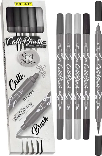Online Rotuladores de caligrafía gris I doble punta con punta de caligrafía y pincel, juego con acuarelas, calli a base de agua.Pincel - DIY I