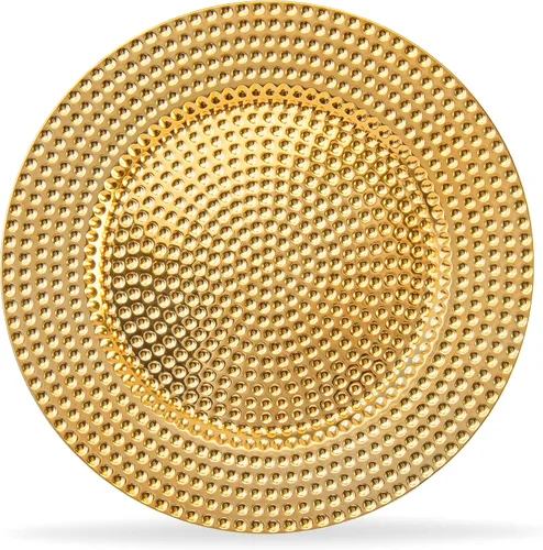 Vista 5 de Platos de carga redondos y elegantes de 13 pulgadas con servilleteros a juego, bodas, cenas, eventos. Elige entre nuestra variedad de estilos