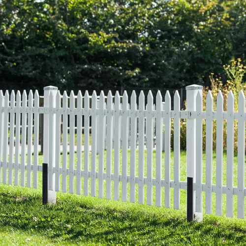 Vista 7 de Juego de 1 estacas de reparación para postes de valla, poste de anclaje de doble punta de suelo con recubrimiento de polvo negro para reparar poste