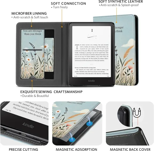 Vista 159 de CoBak Funda inteligente para Kindle Paperwhite de 6.8" de 11ª generación 2021 con función de encendido automático, ligera, delgada, de piel **Salvia
