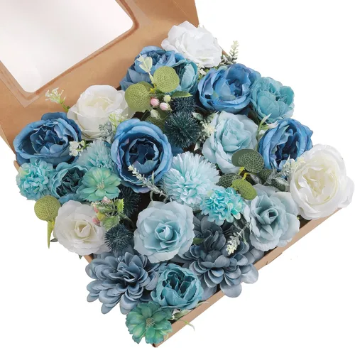 Combo de flores artificiales, flores falsas para mesas de bricolaje, centros de mesa, baby shower, despedida de soltera, arreglos de ramo de boda,