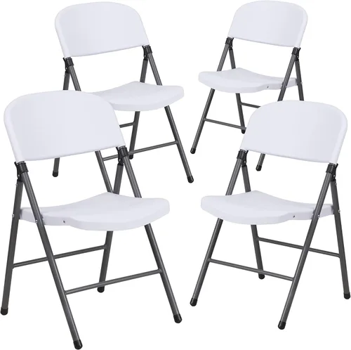 Vista 22 de Flash Furniture HERCULES Series - Silla plegable de plástico negro con marco de carbón y capacidad de 330 libras