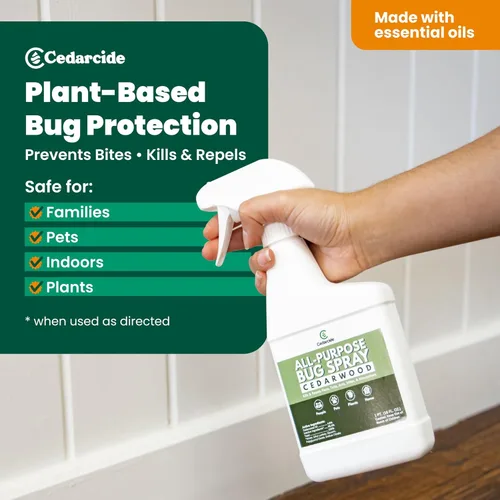 Vista 6 de Cedarcide Spray Multiusos para Insectos Mata y Controla Mosquitos, Pulgas, Garrapatas, Hormigas Hecho con Aceites Esenciales Naturales Usar