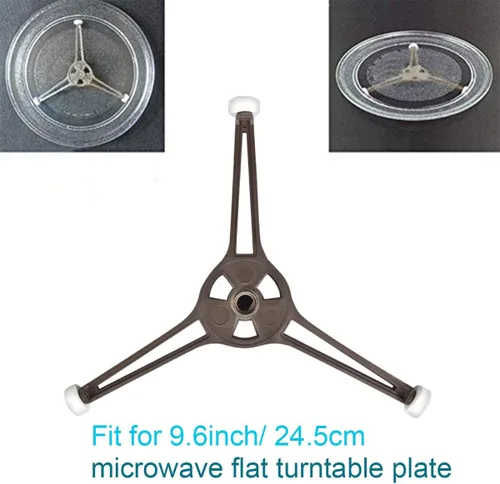 Vista 2 de 2 piezas de anillo giratorio para microondas, bandeja de juego de vidrio de triple brazo, soporte de soporte de guía de rodillo