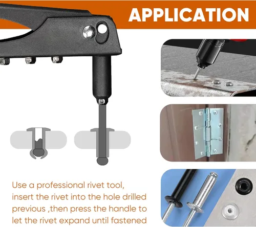 Vista 4 de ALLCLEAN 60 piezas de remaches ciegos de aluminio de 1/4" x 1", remaches pop de 6,4 x 25mm, agarre de aluminio y mandril de acero