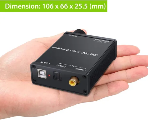 Vista 8 de LiNKFOR Amplificador USB DAC y auriculares, coaxial/óptico/salida de auriculares de 0.250 in, USB a coaxial S/PDIF convertidor digital a analógico