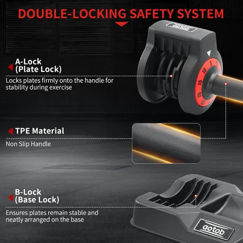 Vista 3 de AOTOB Juego de mancuernas ajustables de 25/55 libras, ajuste rápido antideslizante con mango giratorio, ajuste para hombres y mujeres, par de pesas