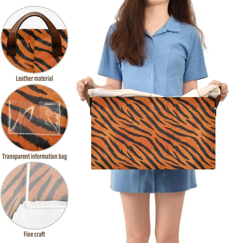 Vista 5 de Tigers Fur Pattern Black Orange Storage Organizer Bins and Basket Foldable Storage Cubes with Handles Organizing Clothes Blankets for Makeup Books