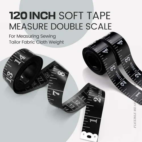 Vista 3 de 20 Pcs 120 Inch/300cm Soft Tape Measure Bulk Dual Scale Body Measuring Tape Sewing Fabric Tailor Ruler Easy to Read Craft Vinyl Ruler for Body Black