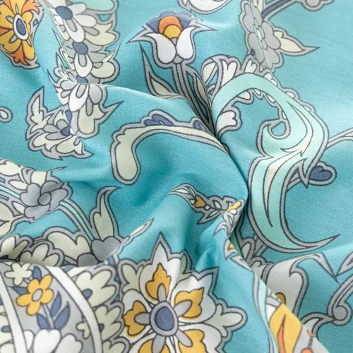 Vista 4 de SUSYBAO Juego de 2 fundas de almohada de tamaño Queen, 100% algodón, estampado floral, estampado de cachemira, color azul aguamarina, con cierre