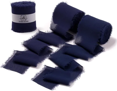 Vista 34 de DORIS HOME Cinta de gasa azul bebé para ramo de flores, cinta de tela de 2 pulgadas x 21 yardas para envolver regalos, cinta deshilachada hecha a