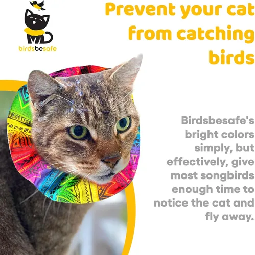 Vista 2 de Birdsbesafe® Funda para collar de gato – Collar de gato con advertencia de pájaros, científicamente probado para ayudar a evitar que tu gato atrape