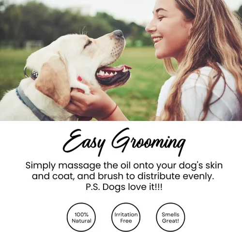 Vista 5 de Aceite natural para la piel y el pelaje para perros – Aceite de coco, oliva y almendras hidratante para perros para piel seca, picazón y abrigos