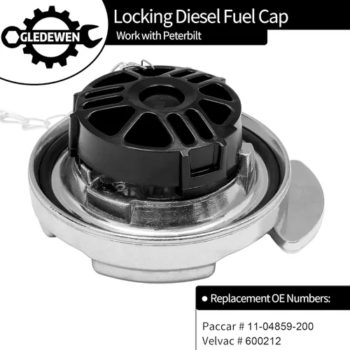 Vista 3 de Tapa de combustible de bloqueo, compatible con camiones semi Peterbilt 1972-2017 330 a 587, tapa de tanque de combustible de aluminio estilo palanca