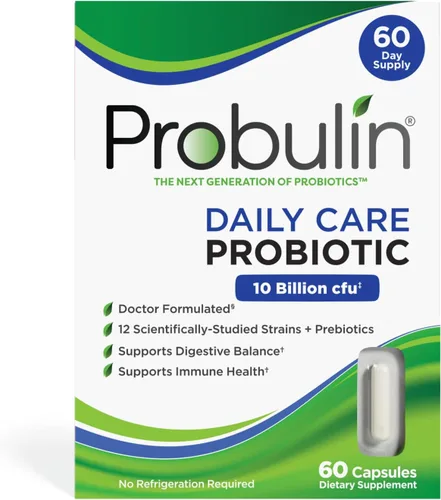 Vista 11 de Probulin Suplemento probiótico de cuidado diario, cápsulas de apoyo para la salud digestiva, intestinal e inmune para hombres y mujeres, 10 mil