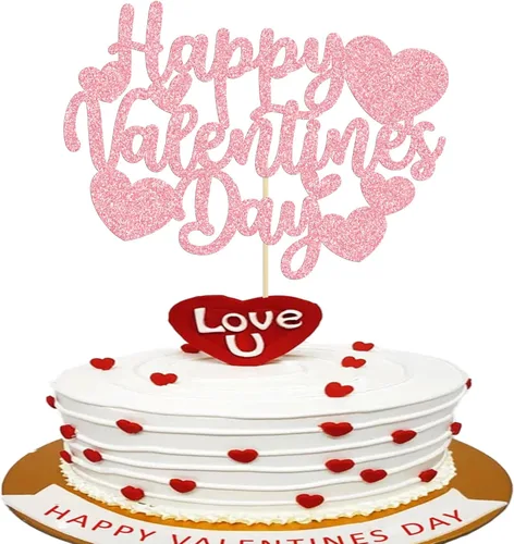 Vista 23 de Ephlyn 24 adornos para cupcakes con purpurina para el día de San Valentín, dulce amor, corazón, día de San Valentín, decoración para cupcakes