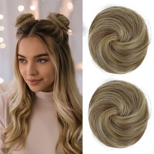 Vista 55 de REECHO Space Bun Hair Pieces, 2 piezas de mini clips de garra en moños desordenados y orejas de gato, extensiones de moño de cabello falso HB001