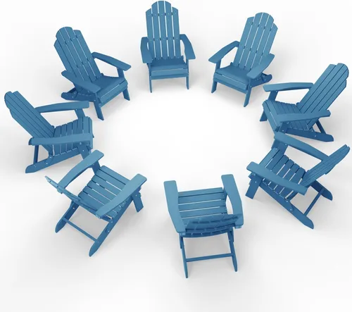 Vista 25 de MXIMU Silla Adirondack plegable para exteriores: sillas Adirondack fáciles de montar y cómodas, silla de plástico compuesto para todo tipo de clima