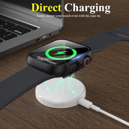 Vista 7 de EWUONU - Funda para Apple Watch Series 9, protector de pantalla de 1.614 pulgadas (1.614 in), serie 8 y 7, carcasa rígida de policarbonato duro