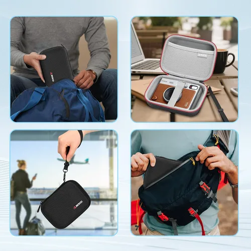 Vista 5 de RLSOCO Funda rígida para cámara instantánea Fujifilm Instax Mini EVO, soporta Instax Mini Evo, hojas de película instantánea, cable de carga
