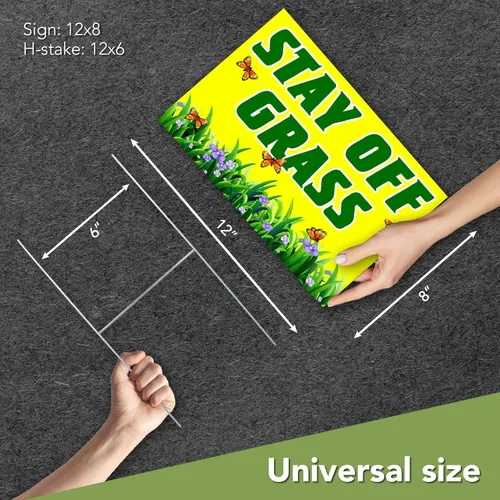 Vista 2 de 2 carteles de "Stay Off Grass para patio, 8x12 DS Coroplast Keep Off Grass Sign, Curb Your Dog Signs for Lawn