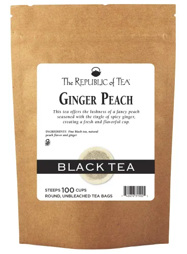Vista 9 de The Republic of Tea - Té negro con jengibre y melocotón, con cafeína, 50