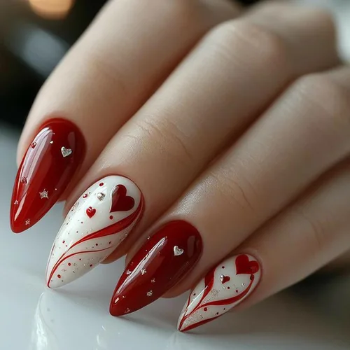 Vista 22 de MISUD Uñas a presión – Uñas adhesivas medianas con pegamento gótico rojo y negro, acrílico gótico diseño de vampiro, 24 piezas