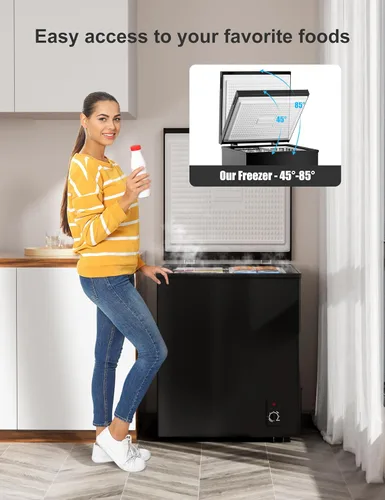 Vista 6 de Congelador de Pecho de 3.5 pies cúbicos - Compacto, Mini Congelador Profundo Eficiente en Energía con Cestas Removibles para Apartamentos, Casas