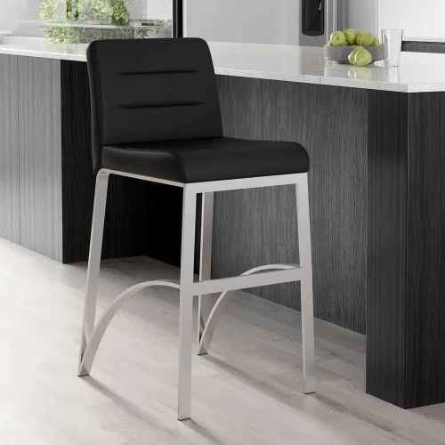 Vista 6 de Zuri Furniture Lynx Taburete de bar contemporáneo con base de metal, color gris