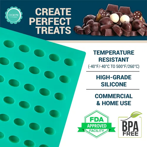 Vista 3 de Imagen del producto O'CREME Oval Candy Tablet Molde de Silicona para Trufas de Chocolate, Ganache, Jalea, Pralinés y Caramelos
