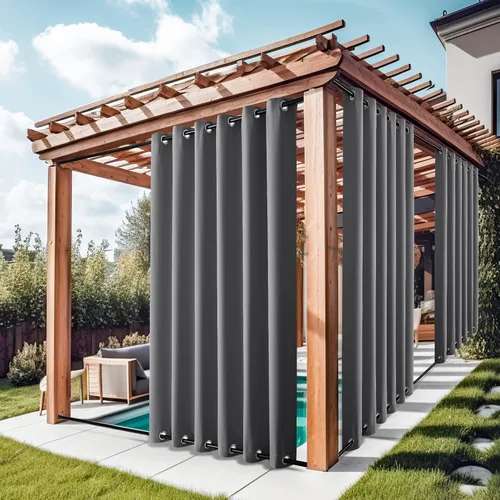 Vista 36 de NICETOWN - 2 paneles de cortinas para exteriores impermeables extra largas de 108 pulgadas para patio, resistentes al viento, con aislamiento