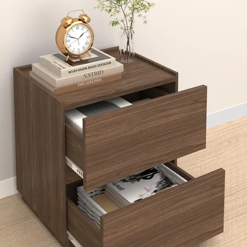 Vista 2 de furtble Cómoda apilable de 2 cajones, cómoda pequeña para armario, mesita de noche moderna para dormitorio, mesa auxiliar con cajón