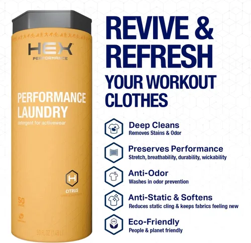 Vista 2 de HEX Performance Detergente para ropa sucia, cítricos, 100 cargas (paquete de 2) – diseñado para ropa activa, ecológico, fórmula concentrada