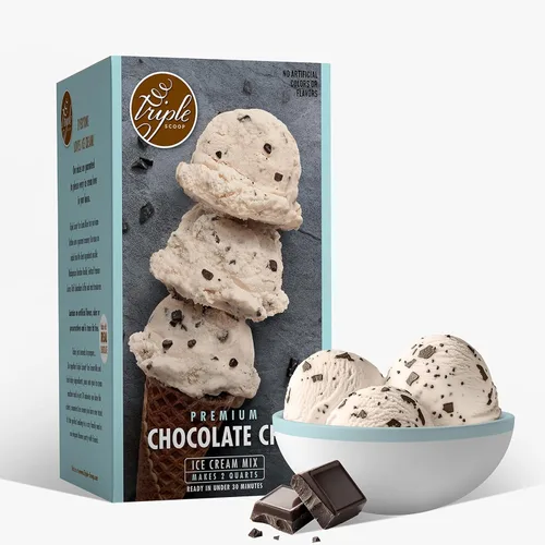 Triple Scoop - Mezcla de helado de chocolate de vainilla prémium para hacer helados. Simple, fácil, delicioso. De mezcla gourmet a máquina en 5