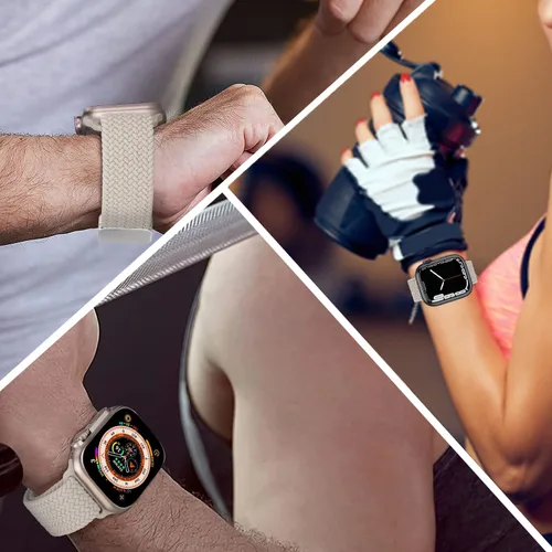 Vista 6 de MroTech Sport Solo Loop - Correa trenzada de nailon magnética ajustable para Apple Watch de 1.65, 1.73, 1.77 y 1.77 pulgadas, ajustable, elástica