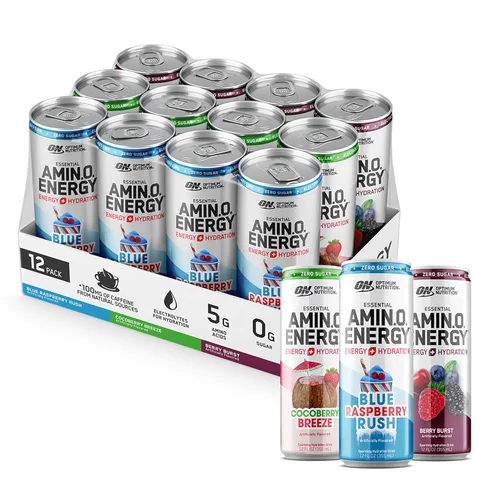 Vista 25 de Optimum Nutrition Amino Energy - Bebida de hidratación espumosa, electrolitos, cafeína, aminoácidos, BCAAs, sin azúcar, explosión de bayas, 12 onzas
