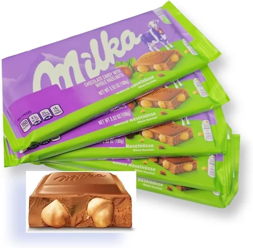 Milka Chocolate con leche con avellanas enteras (paquete de 5), 1.10 libras