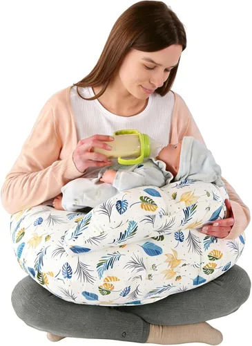 Almohada de lactancia para lactancia materna, almohadas ergonómicas de alimentación para bebés con funda de algodón extraíble lavable, correa de