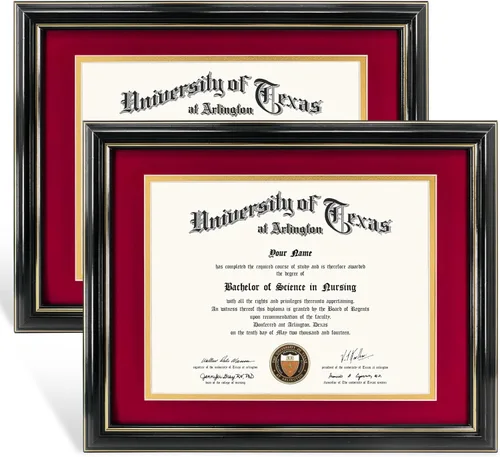 Vista 29 de GraduationMall Marco de diploma de certificado de 8.5 x 11, madera maciza y vidrio templado, acabado negro con ribete dorado