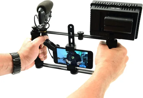 Vista 7 de Glide Gear DM100 Soporte de adaptador de teléfono inteligente profesional de metal para iPhone Soporte de adaptador de teleprompter de video Shooter
