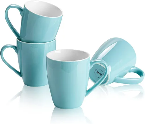 Vista 17 de Sweese - Tazas de porcelana para café - 16 onzas - Juego de 6, tazas para café latte, té caliente, capuchino, mocha, cacao, blanco