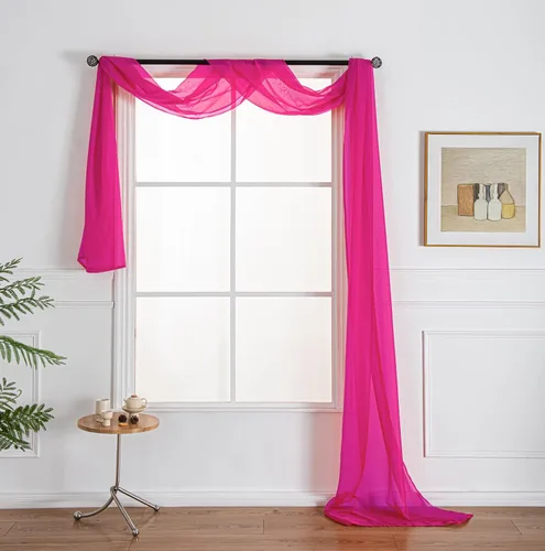 Vista 9 de WPM - Bufanda negra para ventana, cenefa extra larga y transparente para ventana, 38 pulgadas de ancho x 216 pulgadas de largo, cenefas de gasa