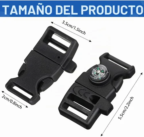 Vista 2 de Jexine 50 clips de hebilla de brújula de plástico paracord hebillas accesorios para camping, viajes, supervivencia de emergencia Negro